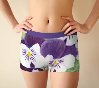 Purple and white pansies flowers Boyshort preview