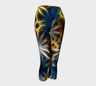Blue and Yellow Fractal daisies Capris preview