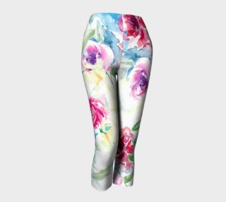 Watercolor Rose Collage Capris preview