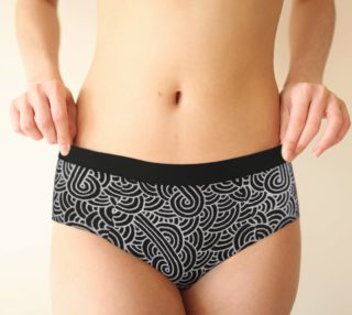 Faux silver and black swirls doodles Cheeky Brief preview