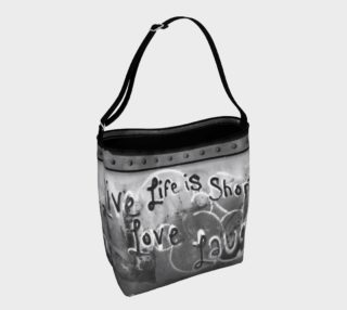Live Love Laugh Black and White Day Tote Bag preview