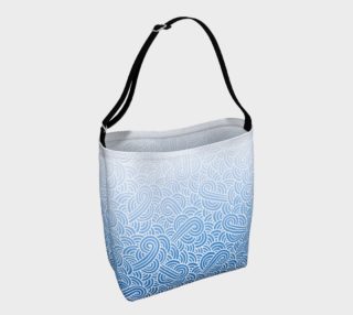 Ombre blue and white swirls doodles Day Tote preview
