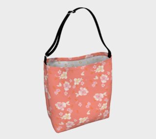 Watercolor flowers on peach tote bag preview
