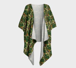 Vintage Green Ferns N Orange Floral Draped Kimono preview