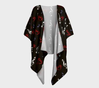 Aperçu de Red White and Musical Draped Kimono