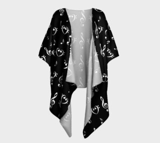 Aperçu de White on Black Musical Draped Kimono