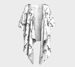 Aperçu de Black on White Musical Draped Kimono