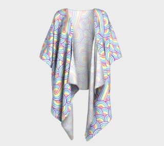 Rainbow and white swirls doodles Draped Kimono preview