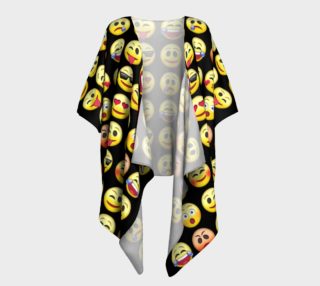 Aperçu de Big Emoji Faces Black Colored Draped Kimono