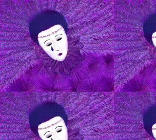 Purple Festival Sad Clown Mask Fabric aperçu