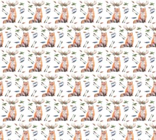 woodlands fox watercolour fabric preview