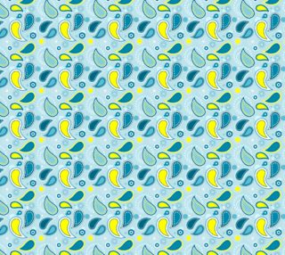 Aqua And Yellow Paisley Pattern Fabric preview
