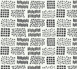 Sofs Designs sticks and stones fabric collection. Full print in black and white preview