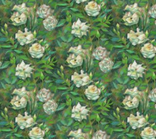 "White roses, green leaves" classical floral pattern preview