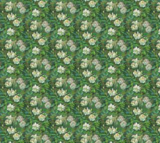 "White roses, green leaves" classical floral pattern preview