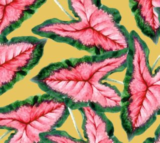 Aperçu de Caladium, Botanical Tropical Nature Plants, Vintage Bohemian Exotic Blush Leaves Fabric