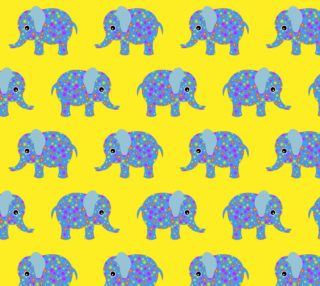 Aperçu de Cute Blue Elephants on Yellow Background
