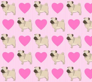 Pugs and Hearts on Pink Stripes preview