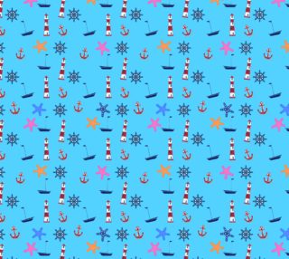 Nautical Beach Pattern on Blue  preview