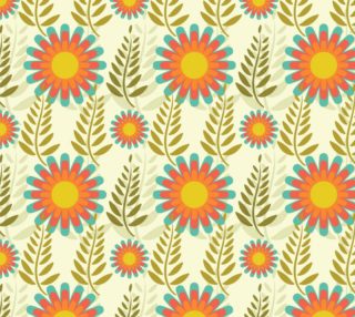Retro Vintage Mod Floral - Orange, Pink, Aqua and Green preview