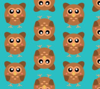 Cute Owls on Aqua Background aperçu