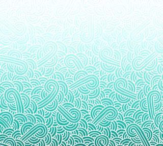 Ombre turquoise blue and white swirls doodles Fabric preview
