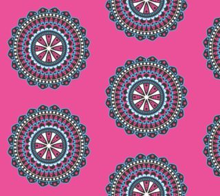 Mandala Medallion Vintage Ornament on Bright Pink Background preview