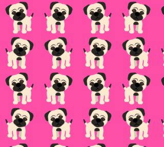 Adorable Pugs on Pink Background aperçu