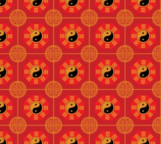 Chinese, Yin Yang, Colors: Red, Gold, Black preview