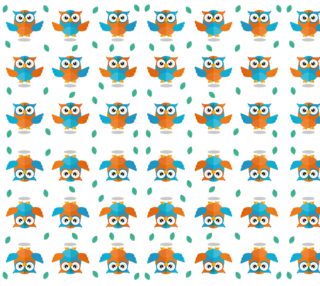 Aperçu de Adorable Retro Owls - Orange and Aqua