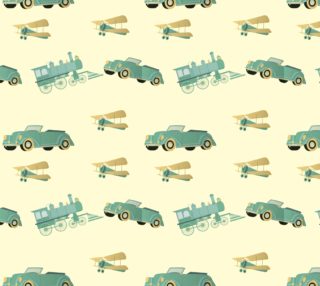 Cute Vintage Transportation - Car, Train, Vintage Airplane preview