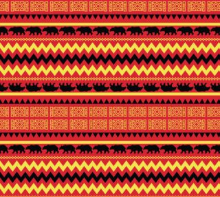 Aperçu de Aztec Pattern - Bears, Chevron, Stripes, Geometric in shades of red,  yellow and black