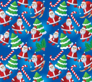 Adorable Santa Christmas Fabric - Blue aperçu