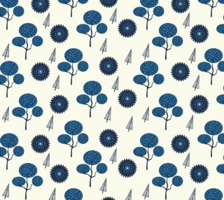 Retro Mod  Blue Flowers preview