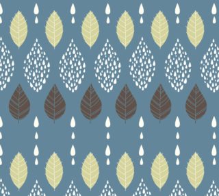 Aperçu de Abstract Leaves on Denim Blue Background - Retro, Mod