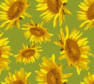 Aperçu de Vintage Sunflowers on Green Background