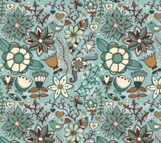 Vintage Retro Blue Floral aperçu
