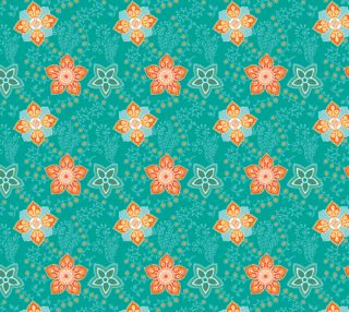 Retro Teal and Orange Floral aperçu
