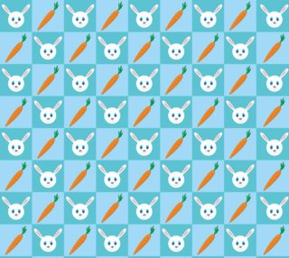Bunny Rabbit and Carrot Fabric - Cute for Easter, Kid's Fabric aperçu