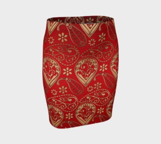 Red and Gold Paisley Fitted Skirt preview