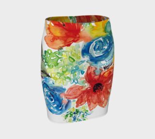 Vibrant Watercolor Floral Fitted Skirt preview