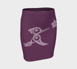 Tsimshian hummingbird and flower purple fitted skirt preview
