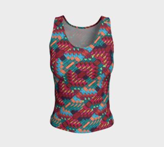 Cranberry Rose Mosaic Fitted Tank Top    preview