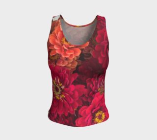 Peach and Pink Zinnias Fitted Tank Top preview