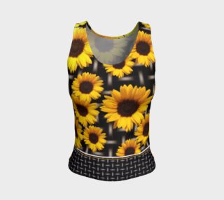 Aperçu de Bright Sunflowers and Industrial Grid Pattern