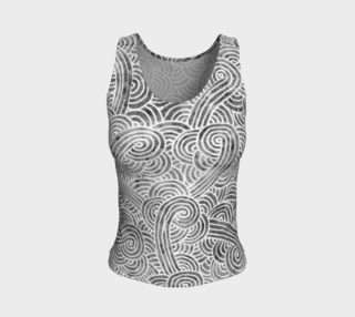 Grey and white swirls doodles Fitted Tank Top preview