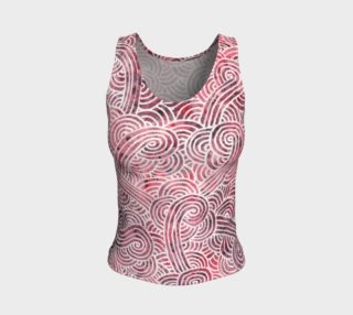 Red and white swirls doodles Fitted Tank Top preview