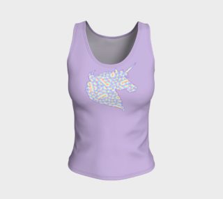 Rainbow and white swirls doodles Unicorn Fitted Tank Top preview