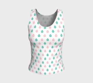 Turquoise blue and coral pink raindrops Fitted Tank Top preview
