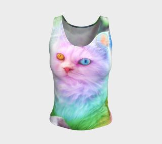 Unicorn Rainbow Cat Fitted Tank Top preview